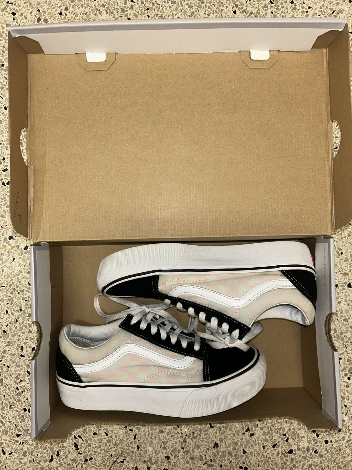 VANS OLD SKOOL WHITE/PINK PLATFORM CHECKERBOARD