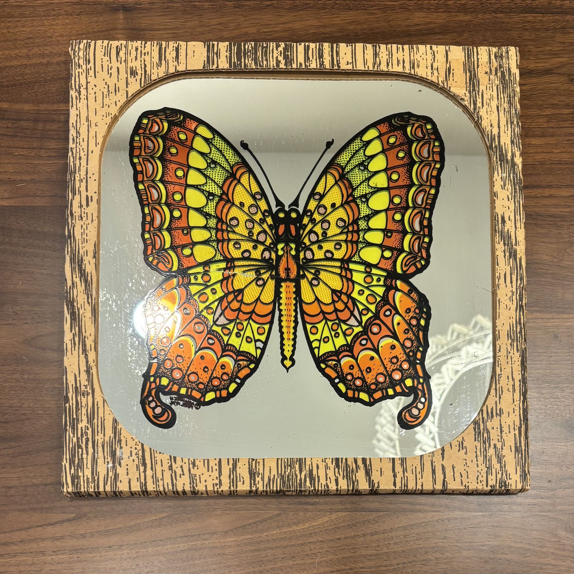 Vintage Painted Butterfly Mirror
