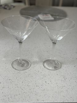 Set Of 2 Etched Martini Glasses 