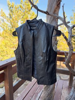 Women’s Black Leather Vest – Vintage Periscope – $50