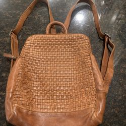 Valencia Holland Leather basketweave backpack purse