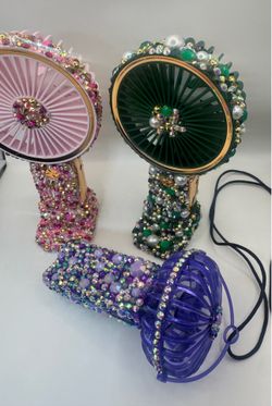 Fan, Bedazzled fan , Accessories, summer, bling, small gift,