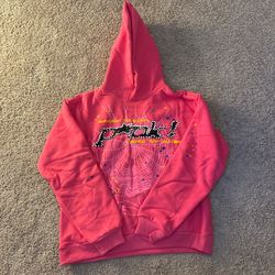 Pink And Black Sp5der Hoodie Size Medium 