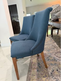 Set of 6 blue dining chairs