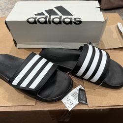 New! ADIDAS Adilette Comfort Men's 12/ Women’s 13 Black Adjustable Slide Sandals