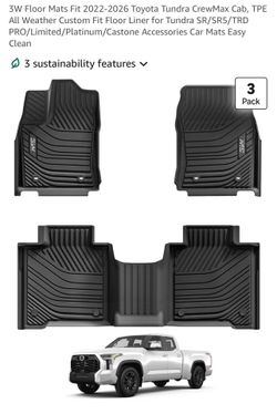 New 3W Floor Mats For 2022-2026 Toyota Tundra CrewMax Cab