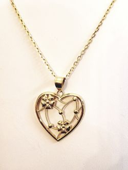 Gold plate silver heart necklace .Collar de Plata Genuina