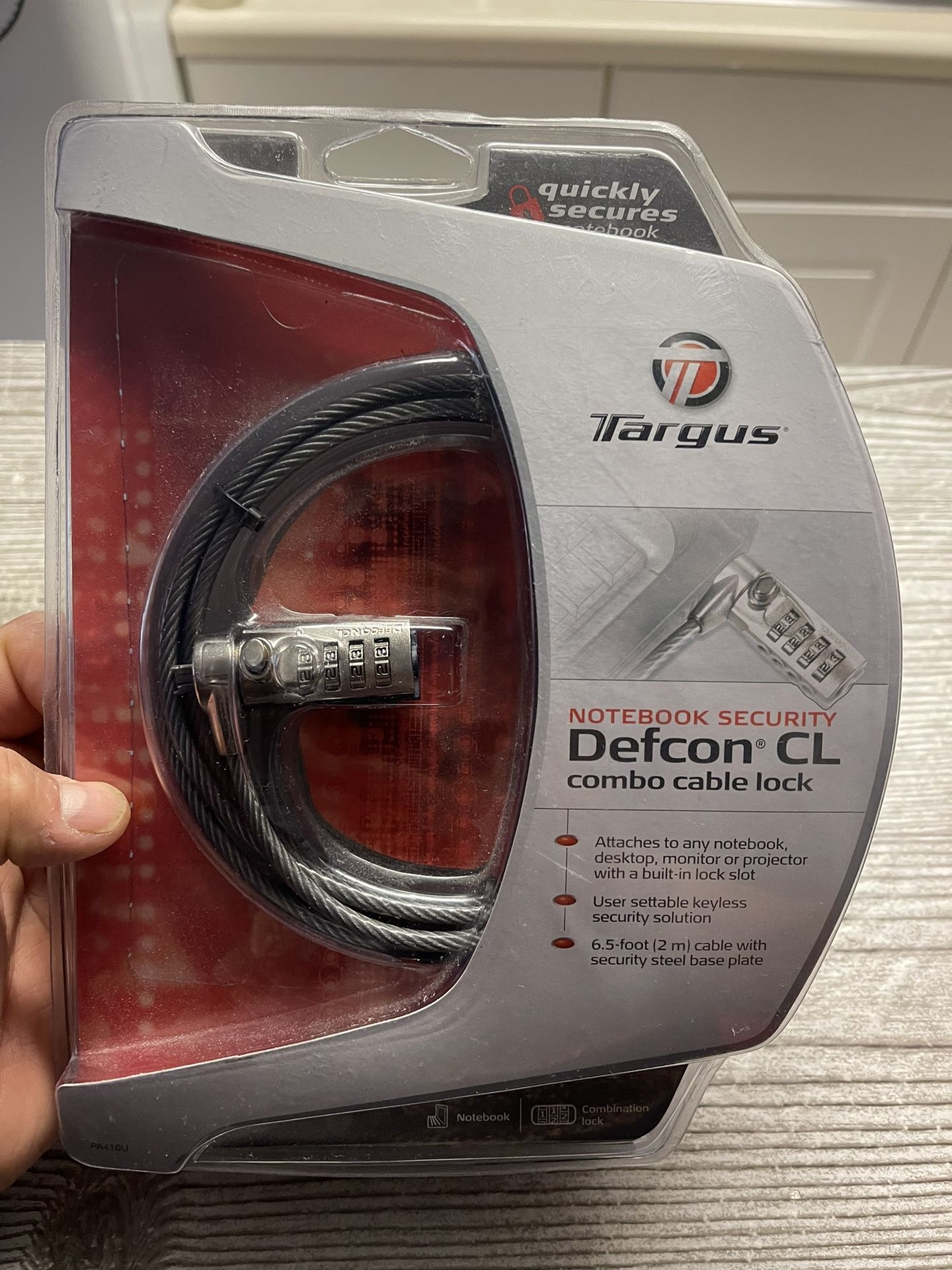 Targus DEFCON T-Lock Resettable Combo Cable Lock for Laptop Computer and Desktop Security (PA410U)