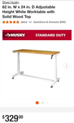Husky 62" Adjustable Height Work Table