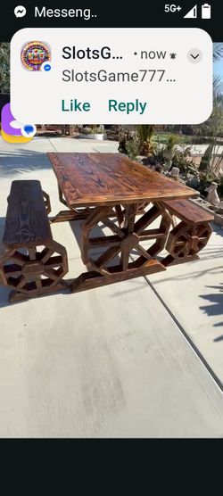 Real wood table with benches