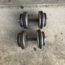 Pair of Changeable 60 Lb Dumbbells  