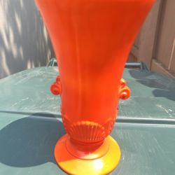 Anchor Hocking Vitroc Orange Glass Art Deco Vase