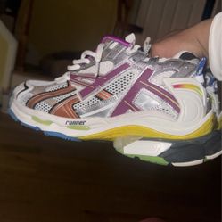 BALENCIAGA Gray & Multicolor Runner Sneakers