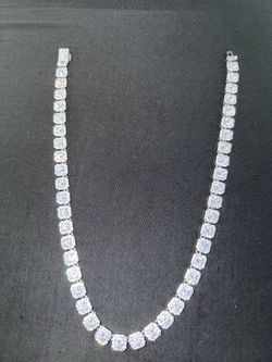SILVER PLATED TENNIS NECKLACE 24-INCH