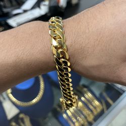 14MM 🌴🌏 MIAMI CUBAN LINK CHAIN 9” ⚱️⛓️ GOLD OVER SILVER