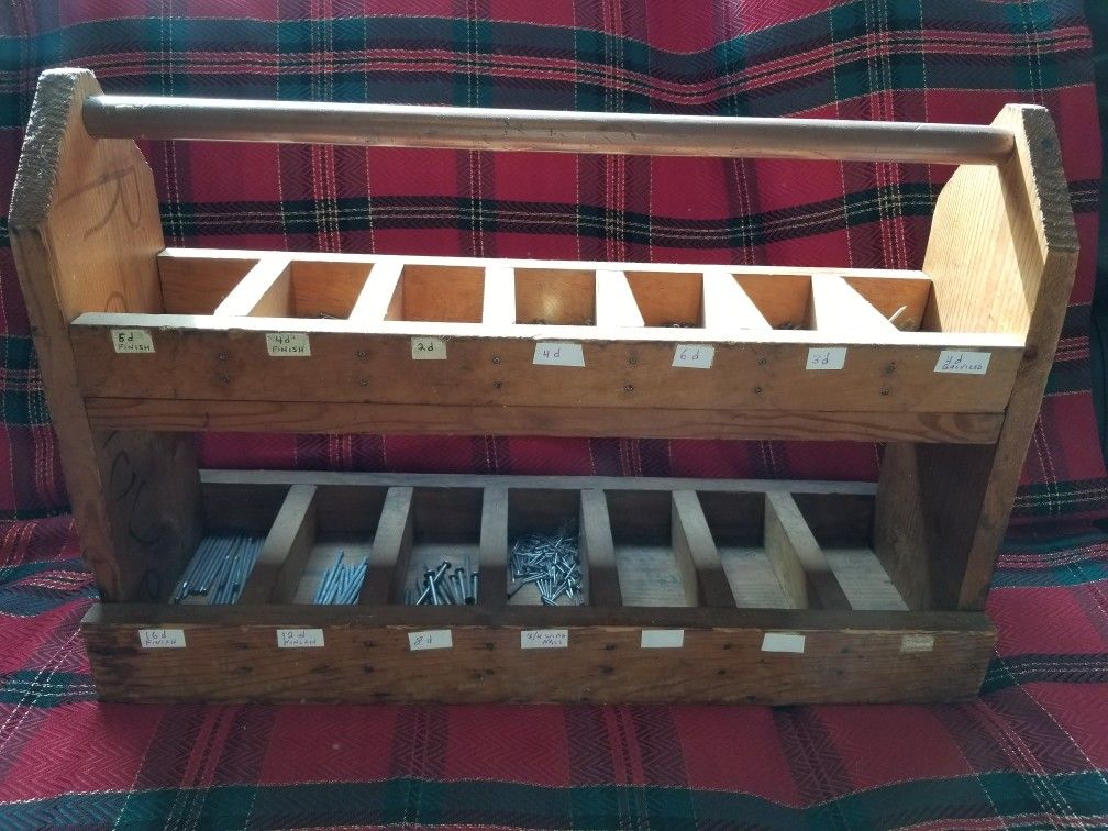 Vintage handmade wooden nail caddy/ organizer