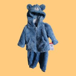 Baby Boy Snuggly Bear Fleece Hoodie Set 0 -3 Months (New)
