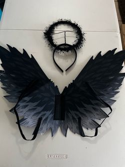 Black Dark Angel Wings and Halo Costume Set