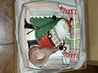 Hand Painted Italian Vietri Santa Claus Collection Ceramic Plate Signed By Artist 2011 (260/1800)