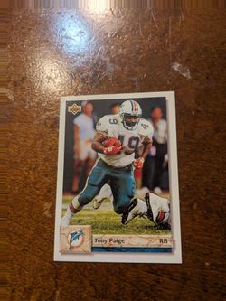 1992 Dolphin trading card Tony Paige