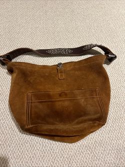 Tyler Leslie Malibu Brown Suede Leather Shoulder Bag Studded Rhinestone Strap