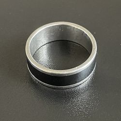 Pre-owned Black & Silver Stainless Steel Ring Size 8