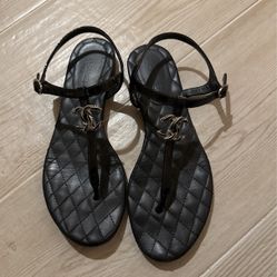 Chanel Sandals Size 38 Black