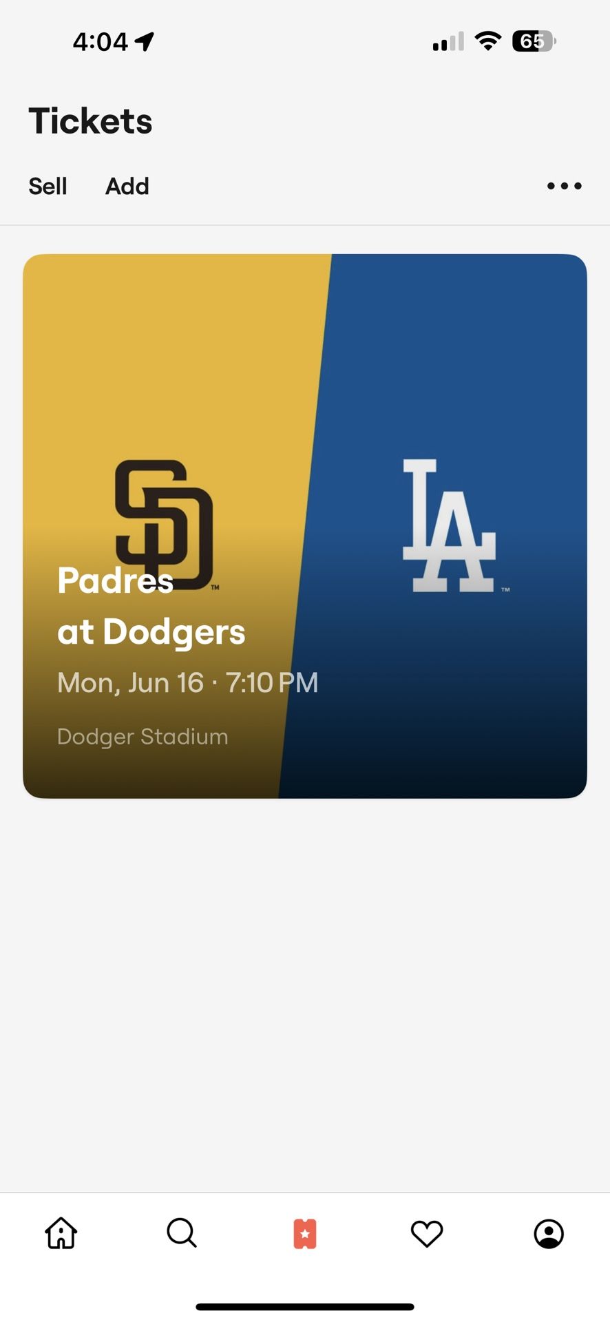 TWO Tickets For Dodgers v Padres Game 6/16 7pm