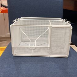 White Metal Mesh Utensil Caddy