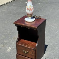 Vintage Lamp And Antique End Table 