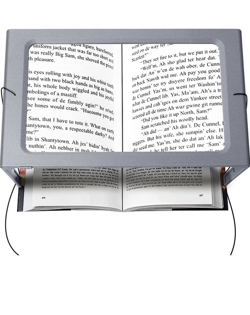 Hands-Free Magnifying Glass Large Full-Page Rectangular 3X Magnifier LED Lighted Illuminated Foldable Desktop Portable for Elder