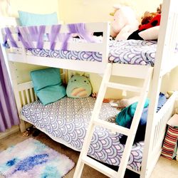 White Twin Bunk Beds With Mattresses