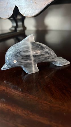 Decorative Dolphin Figurine – Natural Stone Carving – 4" x 2"