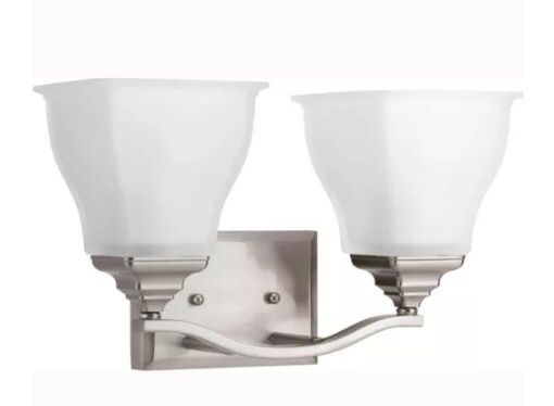 Callison Collection 2-Light Brushed Nickel Bathroom Vanity Light with Glass Shades