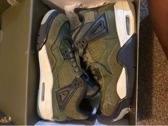 Jordan 4 olive green sneakers