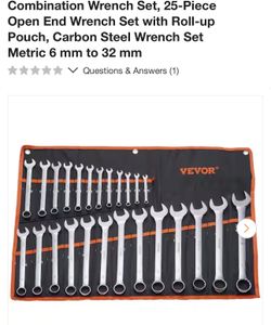 Combination Wrench Set, 25-Piece Open End Wrench Set with Roll-up Pouch