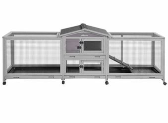Air65 Large Rabbit Hutch AIR65 with 4 Pull-Out Trays and Wheels, 14.57 ft²