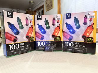 Set Of 3 Boxes Christmas Mini Lights 100,  Indoor/Outdoor New In Box