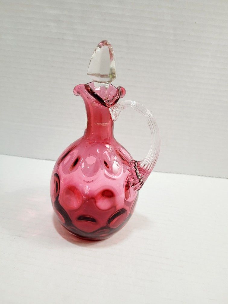 Fenton Cranberry Cruet Glass Bottle 