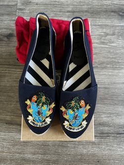 Authentic Christian Louboutin Navy Lougalia Espadrille Flats