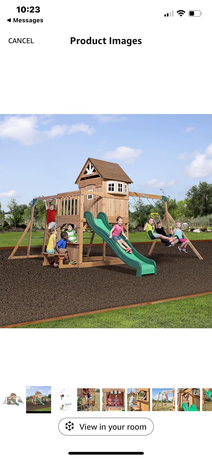 Backyard Discovery Montpelier Cedar Wood Swing Set with Wave Slide,Clubhouse, Monkey Bars, Picnic Area, Snack Bar, Belt Swings, Trapeze, Balcony, Play