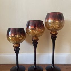 Giant Glass Wine Shaped Candle Holders