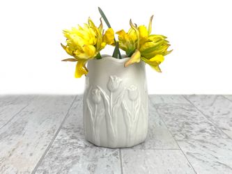 4” Bisque Andre Richard Ceramic Vase Japan