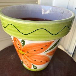 Excellent 9x9 hand Painted clay pot planter
