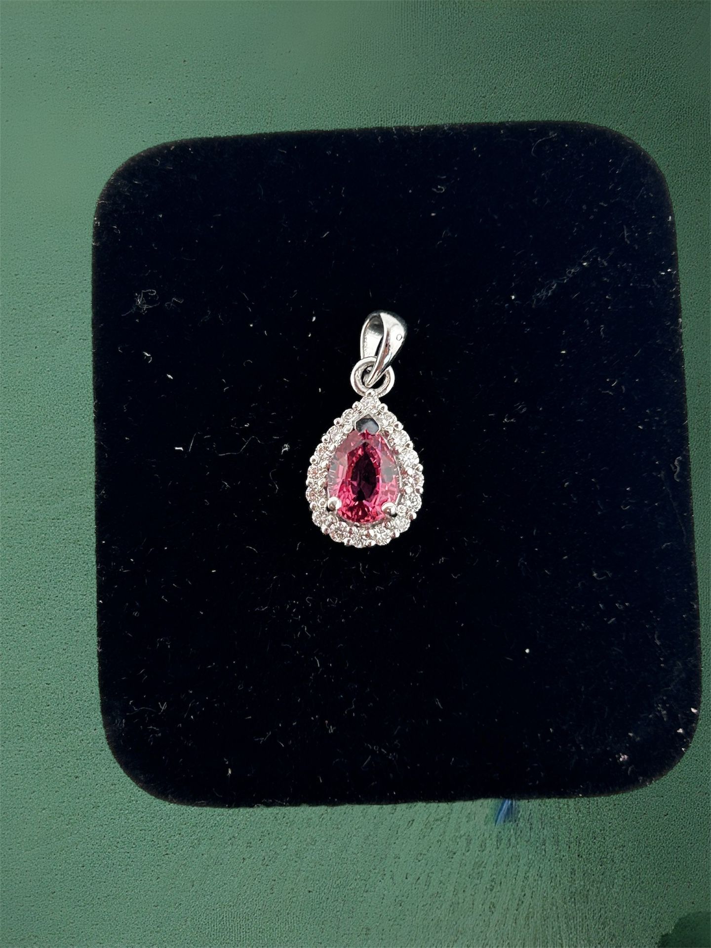 Pear-Shaped Sedona Topaz & Diamond Pendant in 14k White Gold