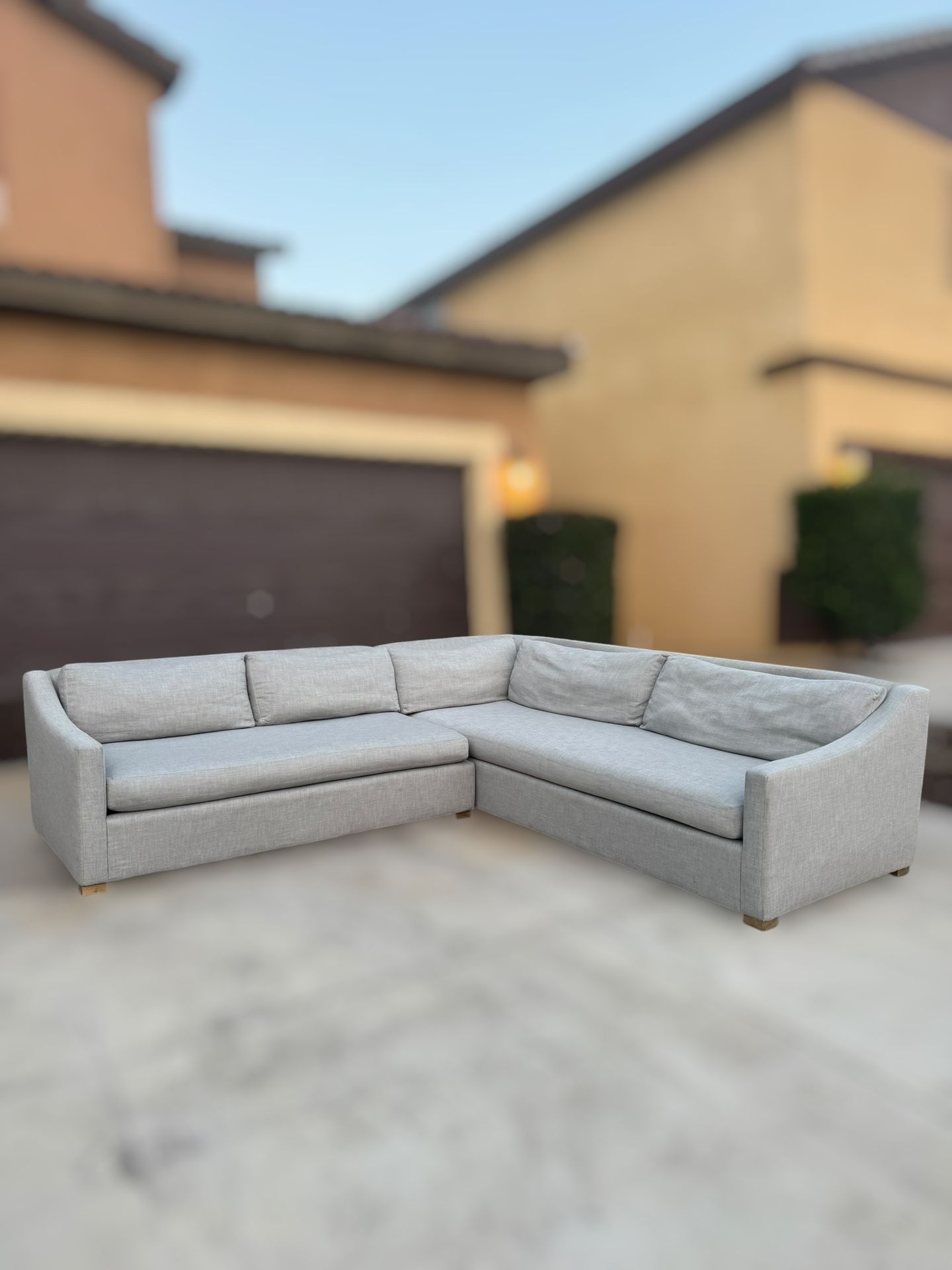 Restoration Hardware Gray/Nickel Belgian Track Arm 2 Piece Sectional - ๐ FREE DELIVERY // $50 FINANCING ๐ธ