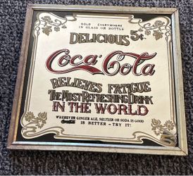#131 Vintage Coca-Cola Advertising Mirror Sign