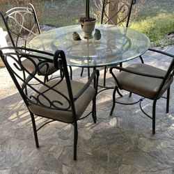 Iron-Glass dinette Set With 4 Matching Chairs