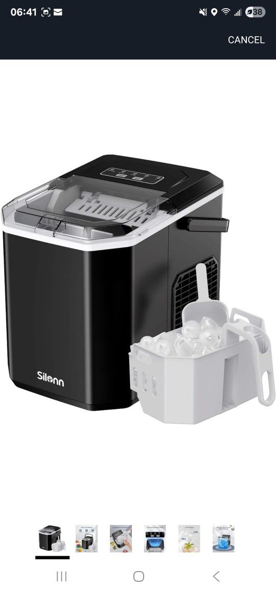 Silonn Ice Maker Countertop Machine with Handle, 26lbs in 24h, 9 Ice Cubes Ready in 6 Mins, Self-Cleaning Ice Makers with Basket and Scoop, Ideal for