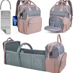 DERJUNSTAR Diaper Bag Backpack,Baby Diaper Bags, Mothers Day Gifts, Multifunctional Travel Diaper Waterproof Backpack for Baby Boy & Girls, Pink 2.0